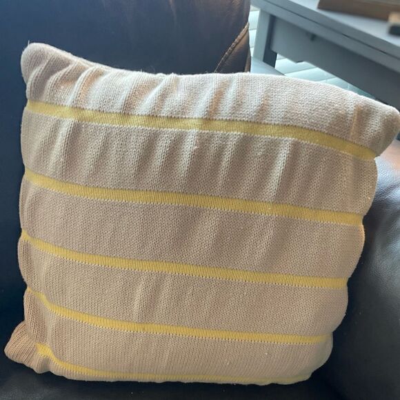 16” Southern Tide Bayside Knit Yellow Stripe Throw Pillow EPC - Picture 2 of 7